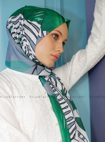 Yumna - Hijab Estampado Verde Oscuro