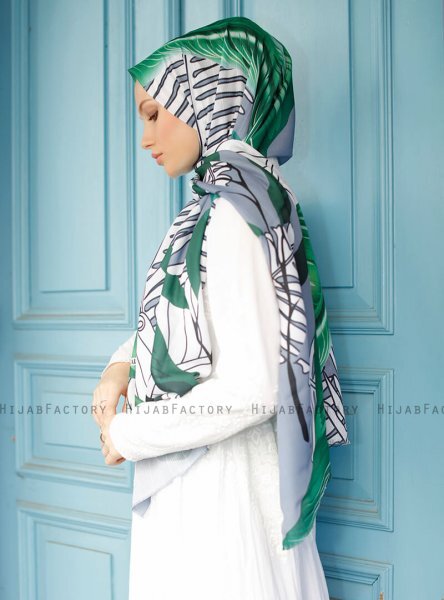 Yumna - Hijab Estampado Verde Oscuro