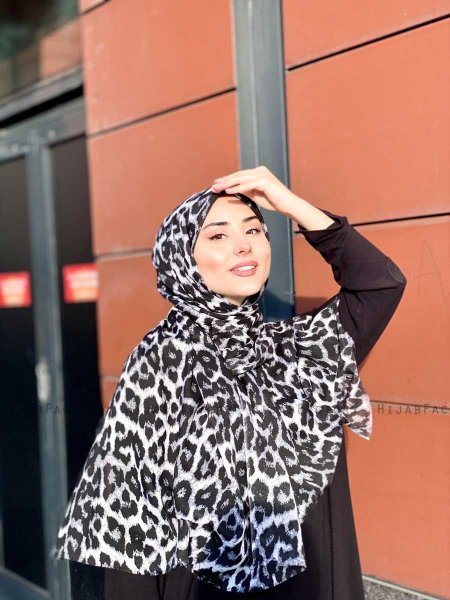 Soda - Hijab Estampado De Algodón Negro - Mirach