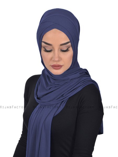 Sofia - Hijab De Algodón Práctico Azul Marino