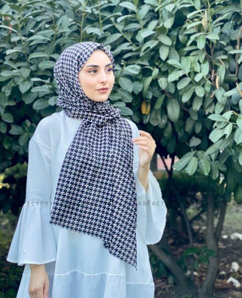 Soheila - Hijab De Algodón Estampado Negro & Marrón
