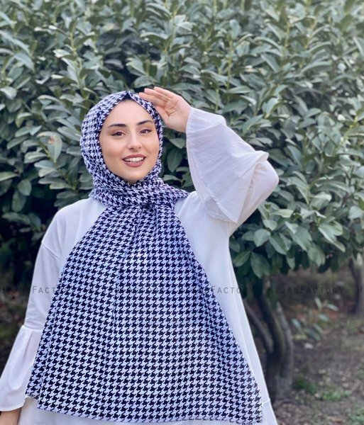 Soheila - Hijab De Algodón Estampado Negro & Blanco