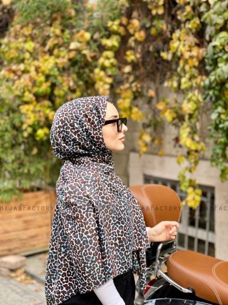 Suha - Hijab De Algodón Estampado De Leopardo Azul