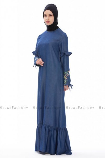 Tahiya Denim Modest Klänning Med Blommor Neways 280394c