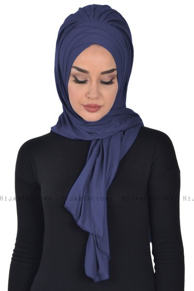Tamara - Hijab De Algodón Práctico Azul Marino