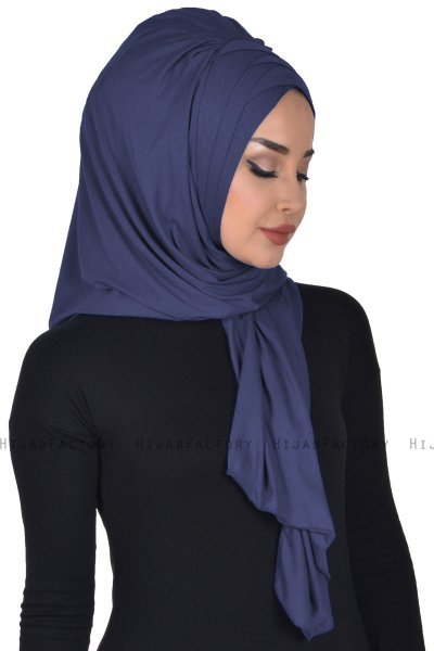 Tamara - Hijab De Algodón Práctico Azul Marino