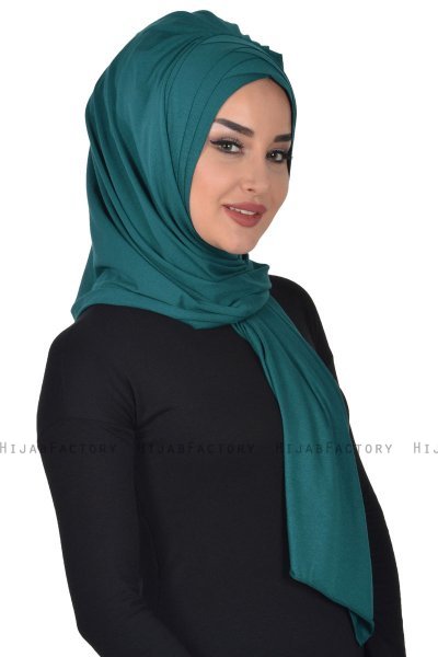 Tamara - Hijab De Algodón Práctico Verde Oscuro