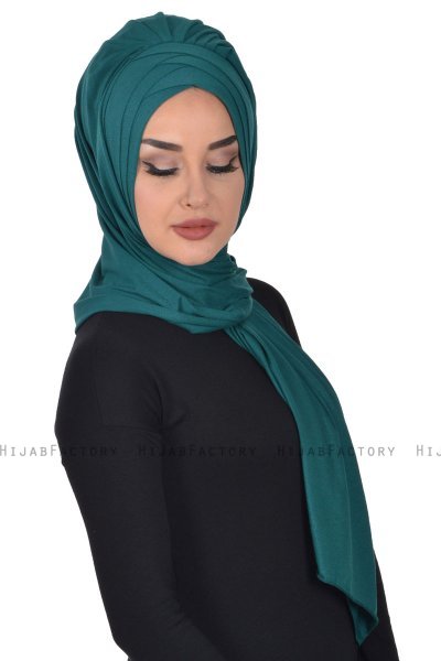 Tamara - Hijab De Algodón Práctico Verde Oscuro