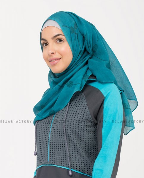 Teal Doubles - Teal Mönstrad Normal & Maxi Hijab