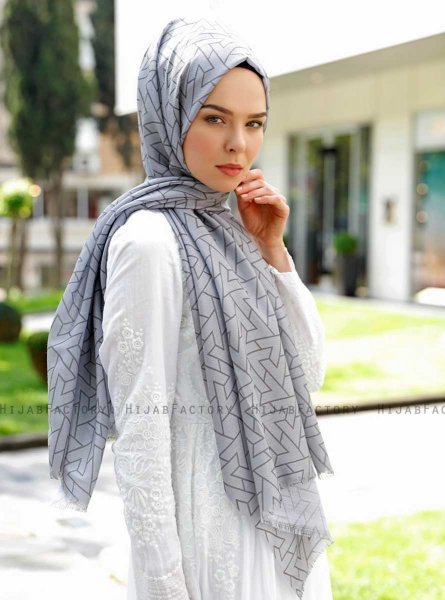 Tharaa - Hijab Estampado Gris - Sal Evi
