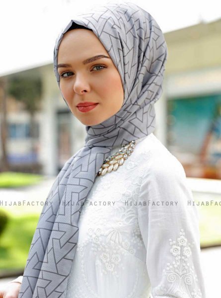Tharaa - Hijab Estampado Gris - Sal Evi