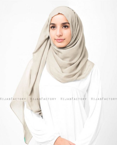 Turtledove Beige Bomull Voile Hijab 5TA86a