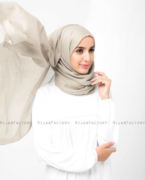 Turtledove Beige Bomull Voile Hijab 5TA86b