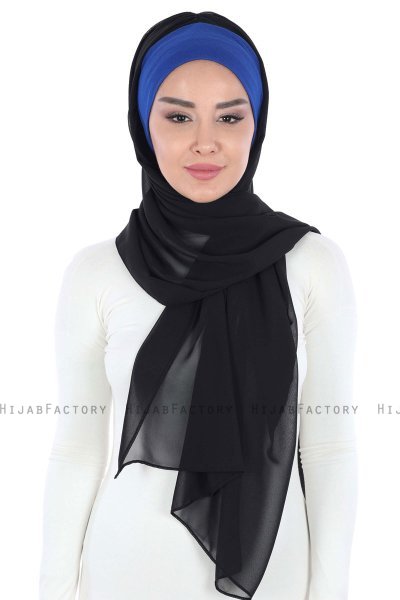 Vera - Hijab Chiffon Práctico Azul & Negro