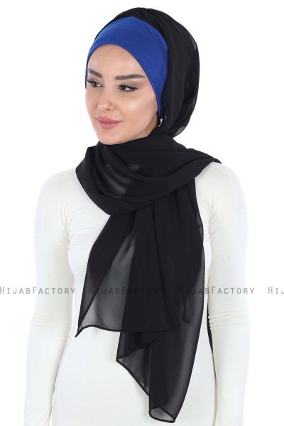 Vera - Hijab Chiffon Práctico Azul & Negro