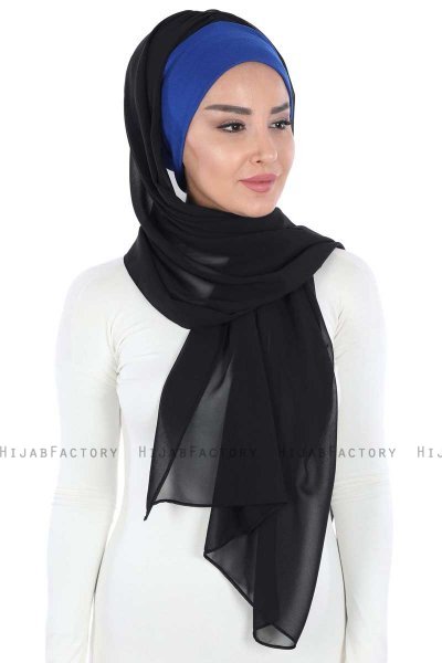 Vera - Hijab Chiffon Práctico Azul & Negro