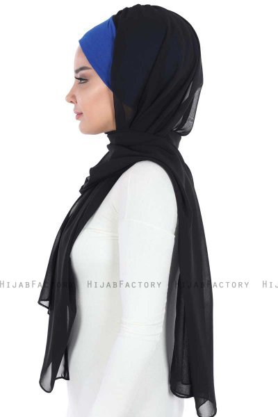 Vera - Hijab Chiffon Práctico Azul & Negro