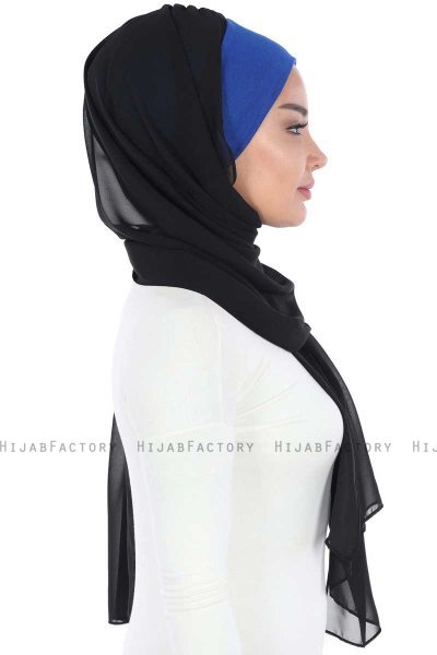 Vera - Hijab Chiffon Práctico Azul & Negro