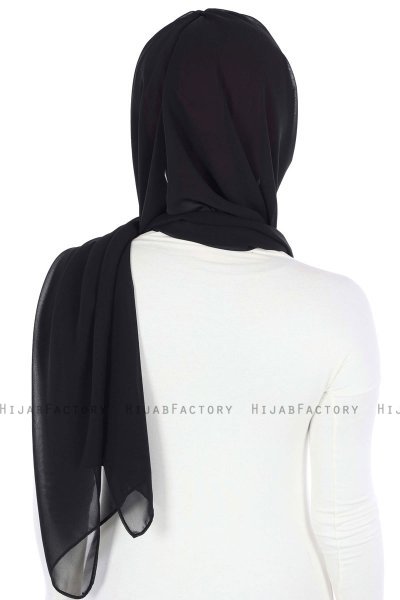 Vera - Hijab Chiffon Práctico Burdeos & Negro
