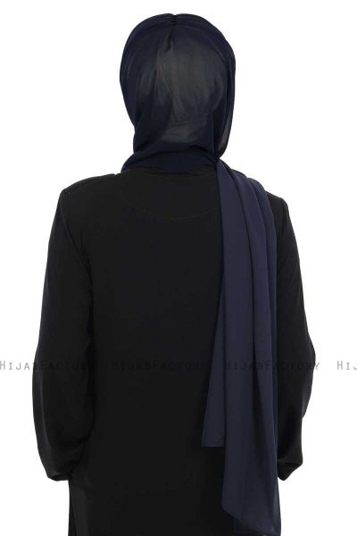 Vera - Hijab Chiffon Práctico Crema & Azul Marino