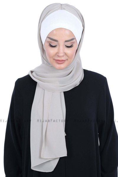 Vera - Hijab Chiffon Práctico Crema & Taupe