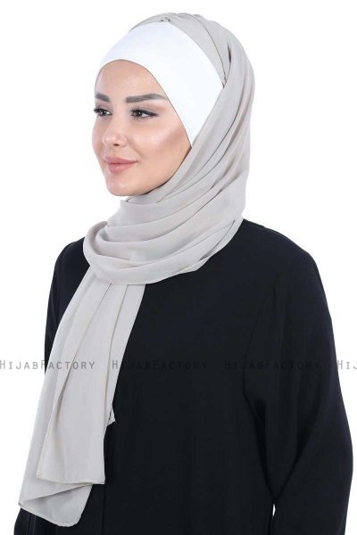 Vera - Hijab Chiffon Práctico Crema & Taupe
