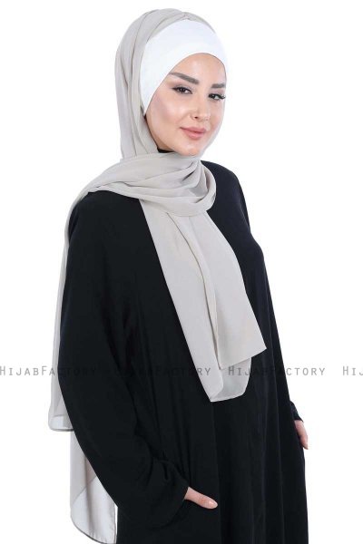Vera - Hijab Chiffon Práctico Crema & Taupe