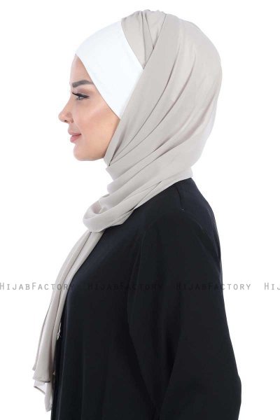 Vera - Hijab Chiffon Práctico Crema & Taupe
