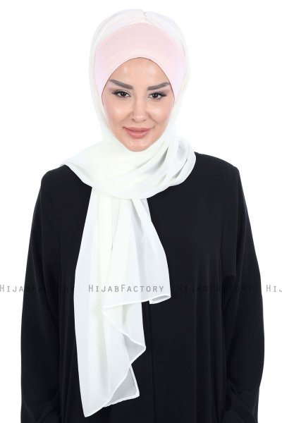 Vera - Hijab Chiffon Práctico Rosa De Antaño & Creme