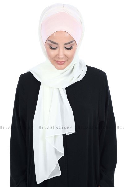 Vera - Hijab Chiffon Práctico Rosa De Antaño & Creme