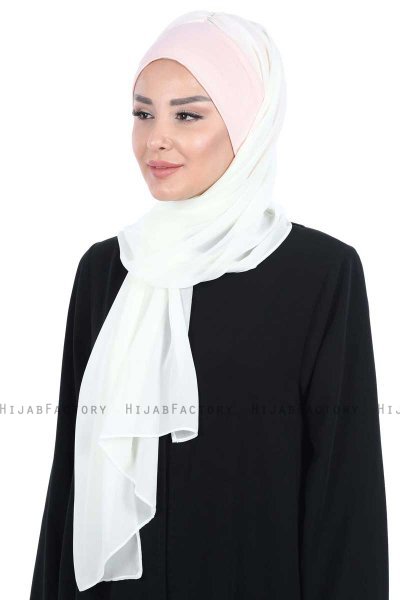 Vera - Hijab Chiffon Práctico Rosa De Antaño & Creme