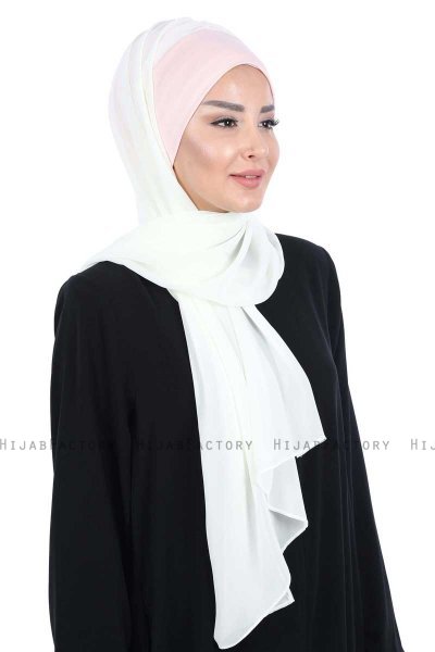 Vera - Hijab Chiffon Práctico Rosa De Antaño & Creme