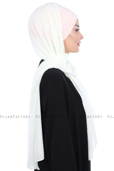 Vera - Hijab Chiffon Práctico Rosa De Antaño & Creme
