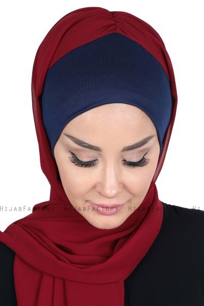 Vera - Hijab Chiffon Práctico Azul Marino & Burdeos