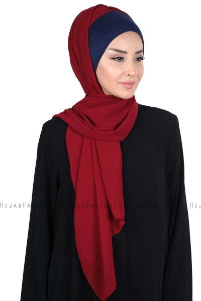 Vera - Hijab Chiffon Práctico Azul Marino & Burdeos