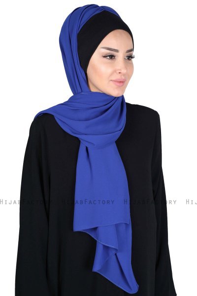Vera - Hijab Chiffon Práctico Negro & Azul