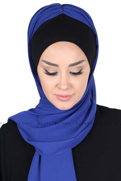 Vera - Hijab Chiffon Práctico Negro & Azul