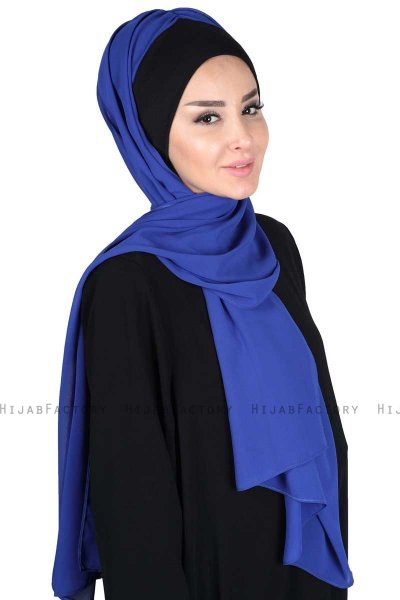 Vera - Hijab Chiffon Práctico Negro & Azul
