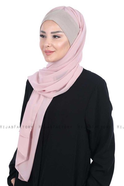 Vera - Hijab Chiffon Práctico Taupe & Rosa De Antaño