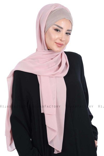 Vera - Hijab Chiffon Práctico Taupe & Rosa De Antaño