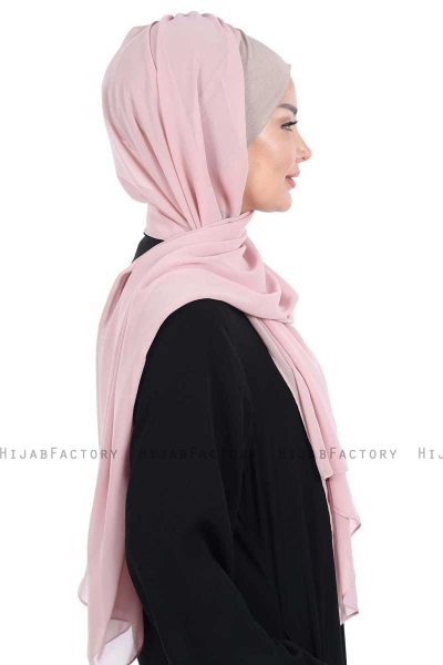 Vera - Hijab Chiffon Práctico Taupe & Rosa De Antaño