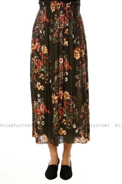 Yamina - Falda Floral Caqui - Burun