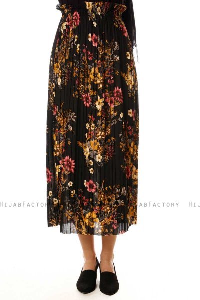 Yamina - Falda Floral Negro - Burun