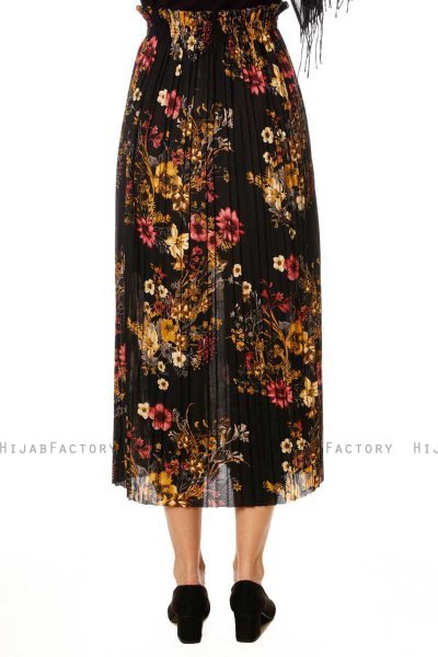 Yamina - Falda Floral Negro - Burun