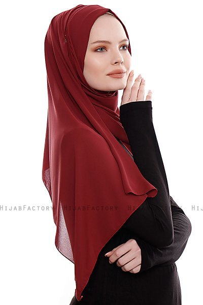 Yara - Hijab Crepe One-Piece Práctico Burdeos