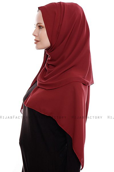 Yara - Hijab Crepe One-Piece Práctico Burdeos