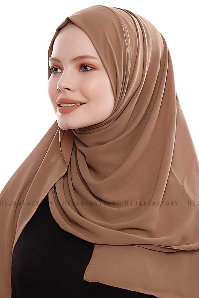 Yara - Hijab Crepe One-Piece Práctico Marrón