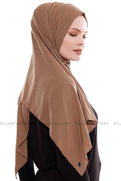 Yara - Hijab Crepe One-Piece Práctico Marrón
