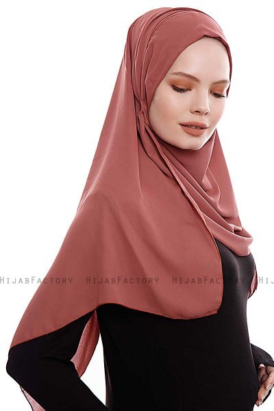 Yara - Hijab Crepe One-Piece Práctico Clay