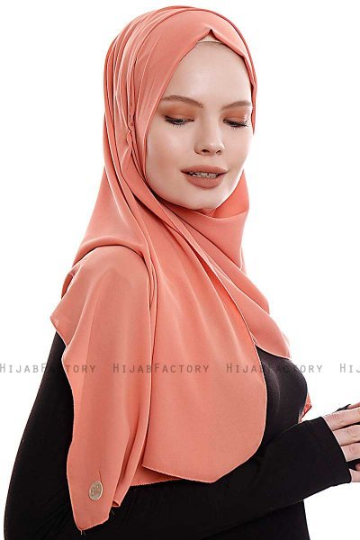 Yara - Hijab Crepe One-Piece Práctico Salmón